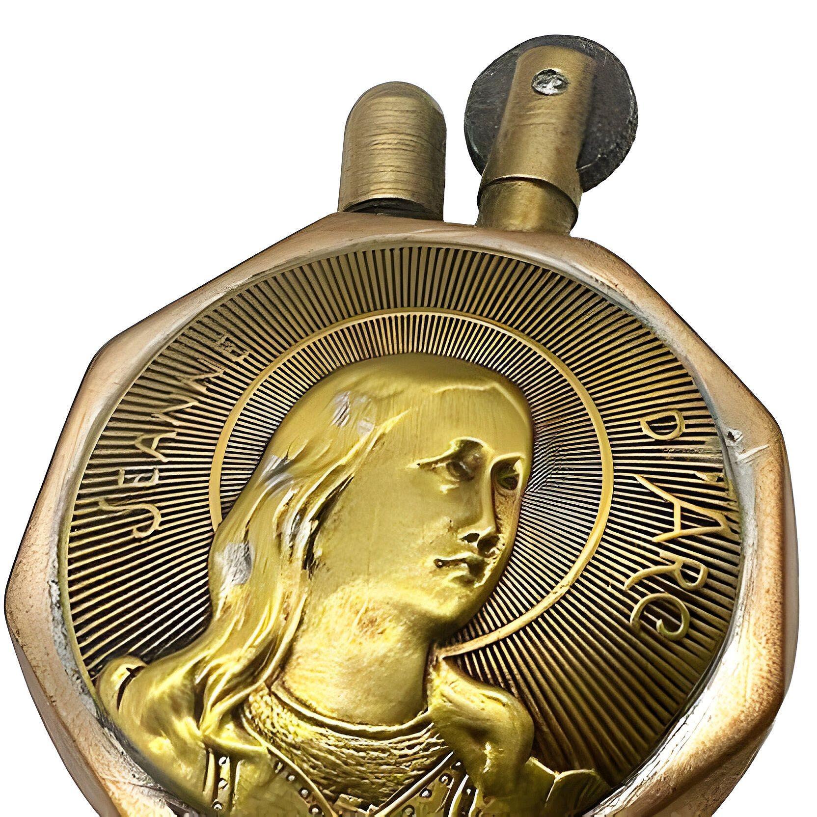 Original brass Poilu Army trench art WW1 lighter with The front Side of the lighter depicts Joan of Arc, 