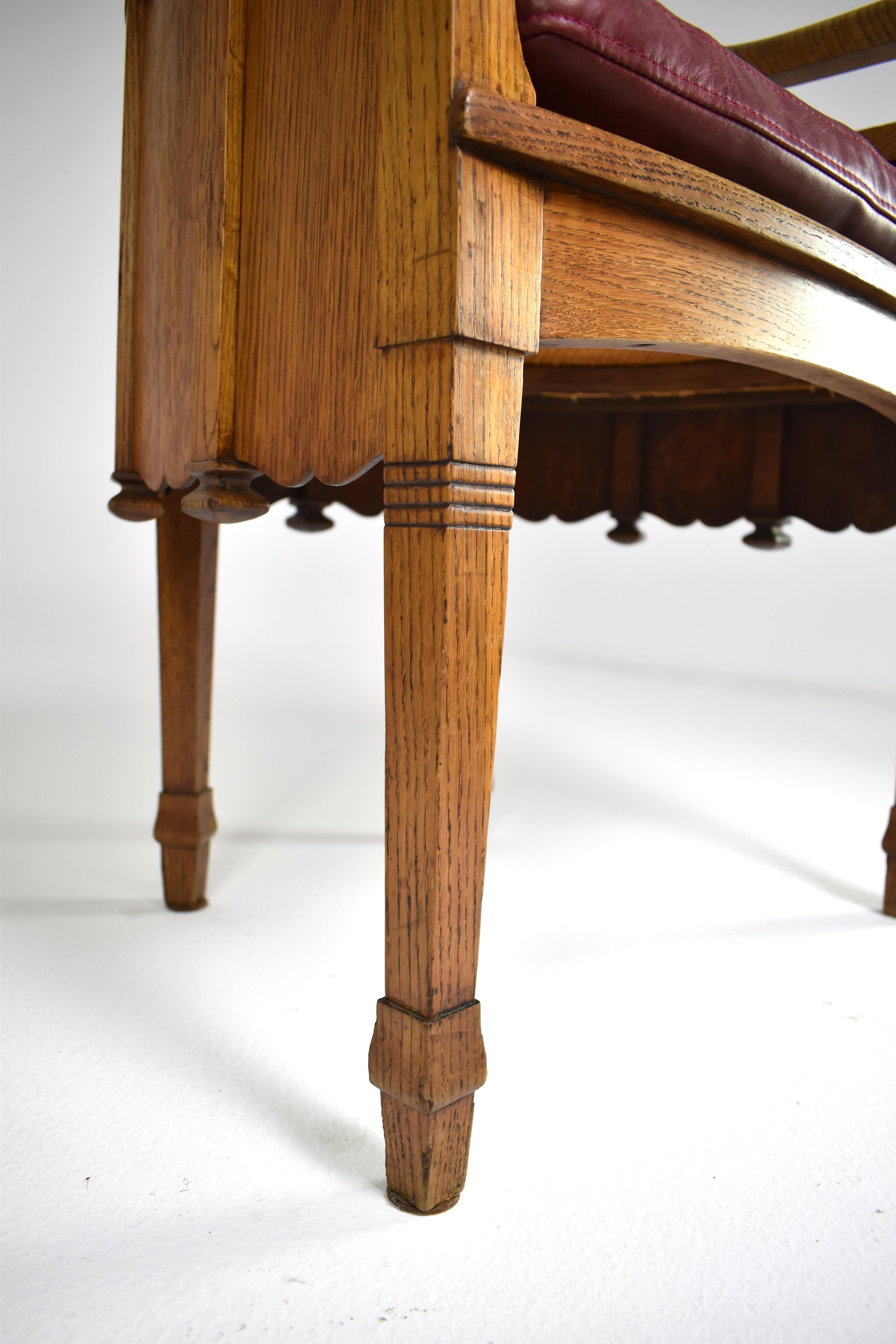 Art Nouveau French Sculpted Oak Office Chair For Sale 4
