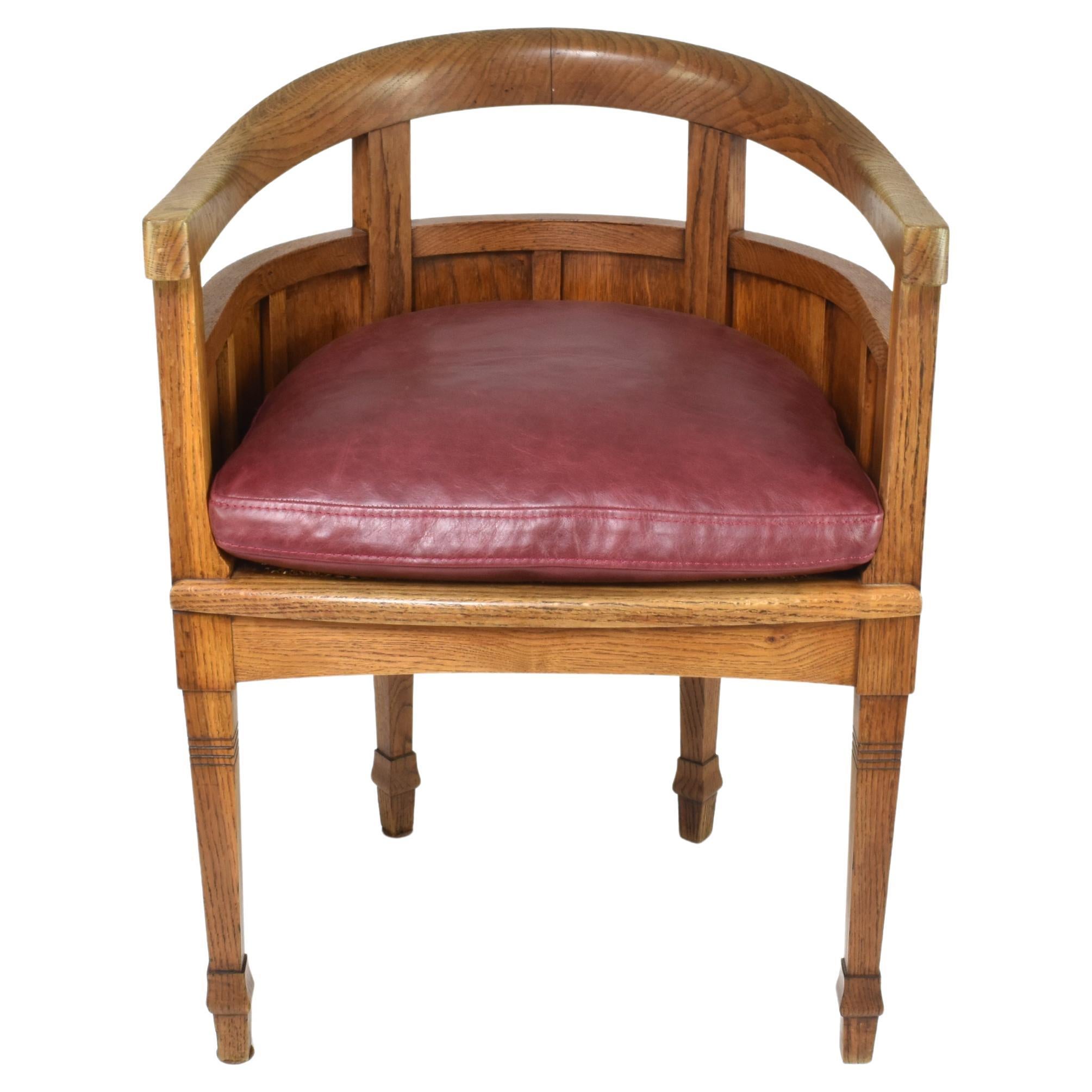 Art Nouveau French Sculpted Oak Office Chair