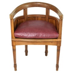 Antique Art Nouveau French Sculpted Oak Office Chair