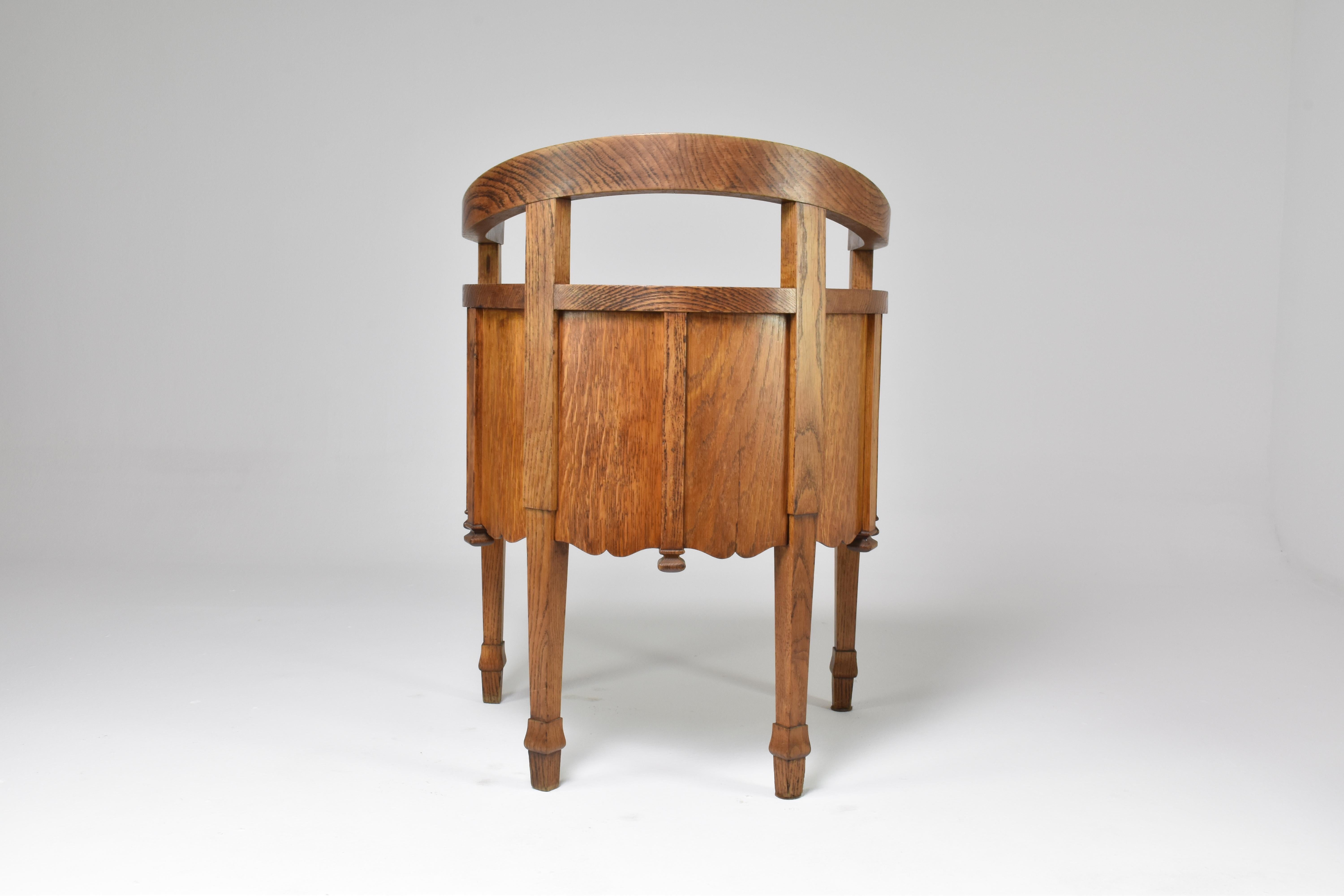 Art Nouveau French Sculpted Oak Office Desk and Chair 5