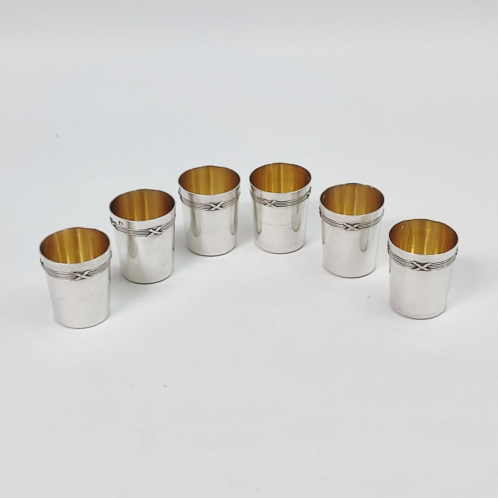 20th Century Art Nouveau French Silver Beakers by Edouard Fournemet For Sale