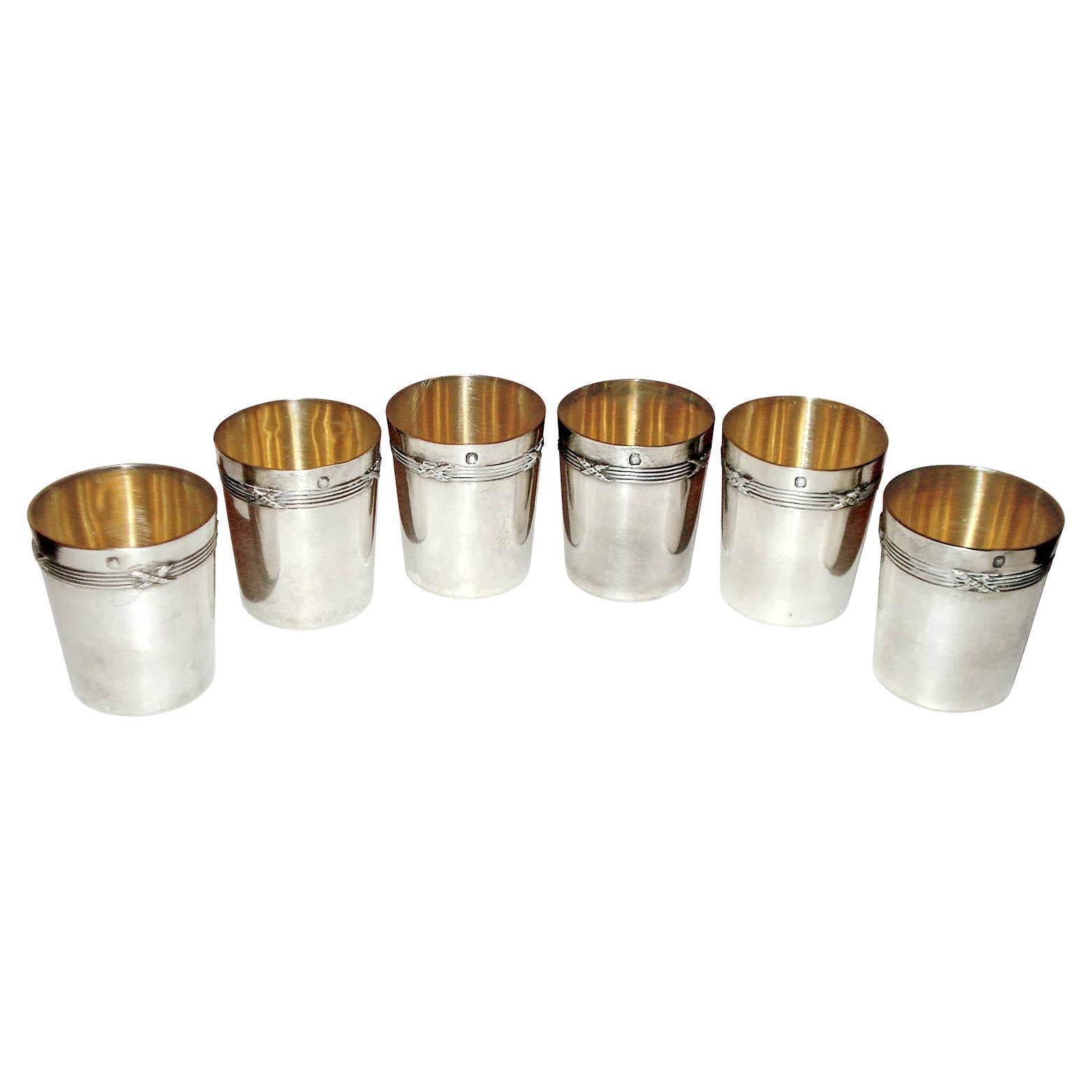 Art Nouveau French Silver Beakers by Edouard Fournemet For Sale