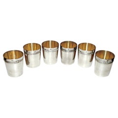 Art Nouveau French Silver Beakers by Edouard Fournemet