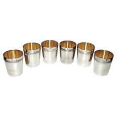 Art Nouveau French Silver Beakers by Edouard Fournemet