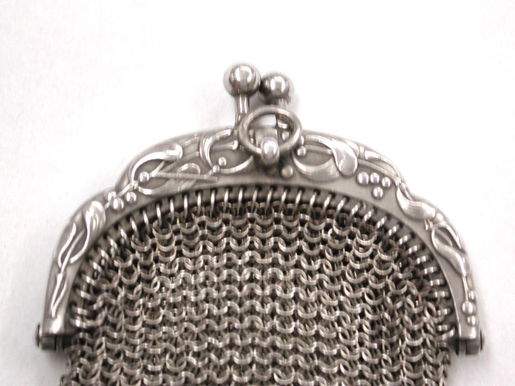 Art Nouveau French silver handbag purse dated circa 1900
Very pretty chainmail purse, probably for gold coins with two compartments inside.
Really heavy quality in very good order.