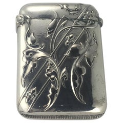 Antique Art Nouveau French Silver Match Box, Intricate Details