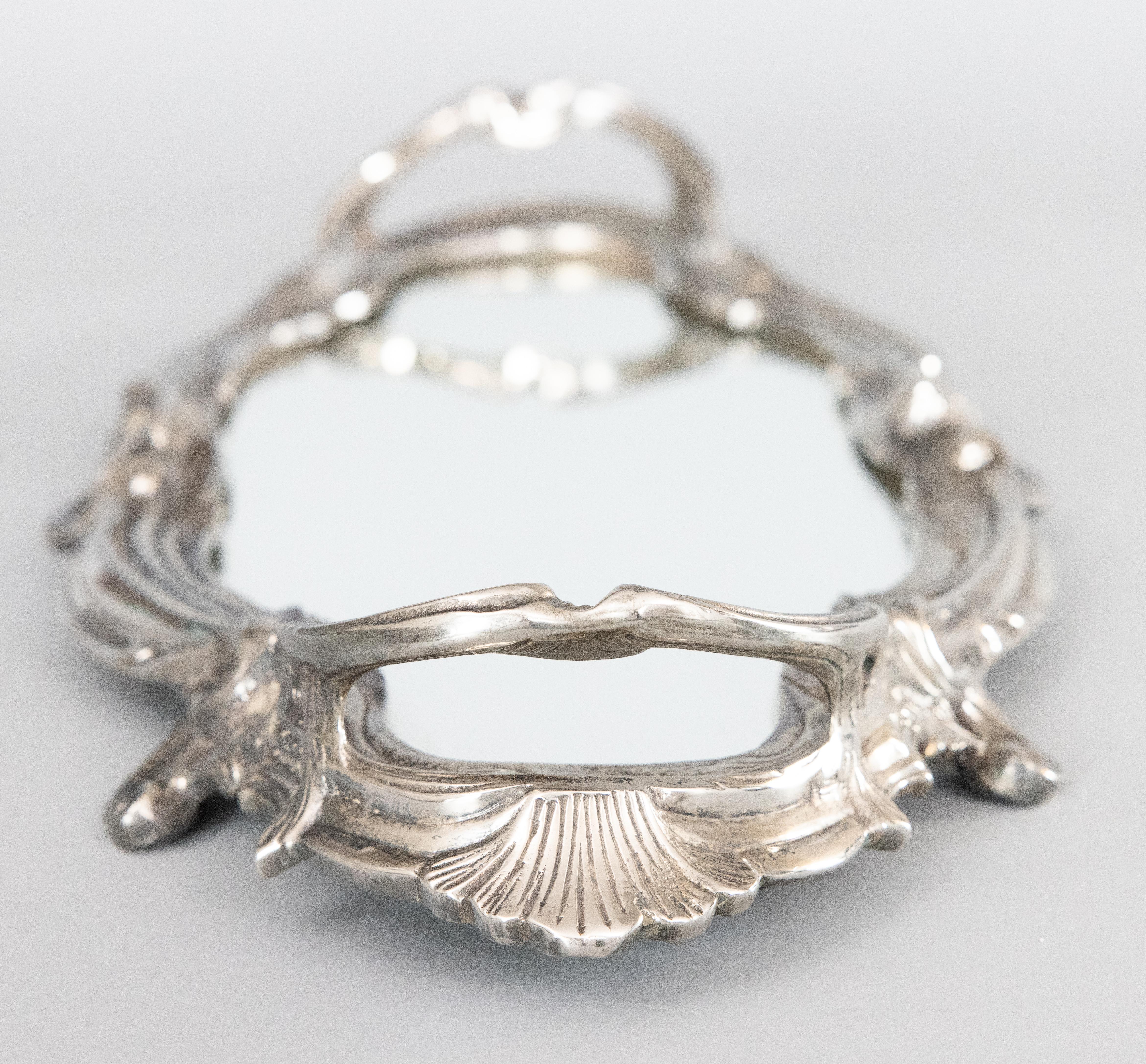 Art Nouveau French Silver Plate Mirror Plateau Tray, circa 1910 In Good Condition For Sale In Pearland, TX
