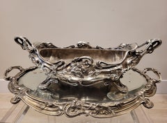Art Nouveau French Silverplate Centerpiece, Sourtout De Table, Planter