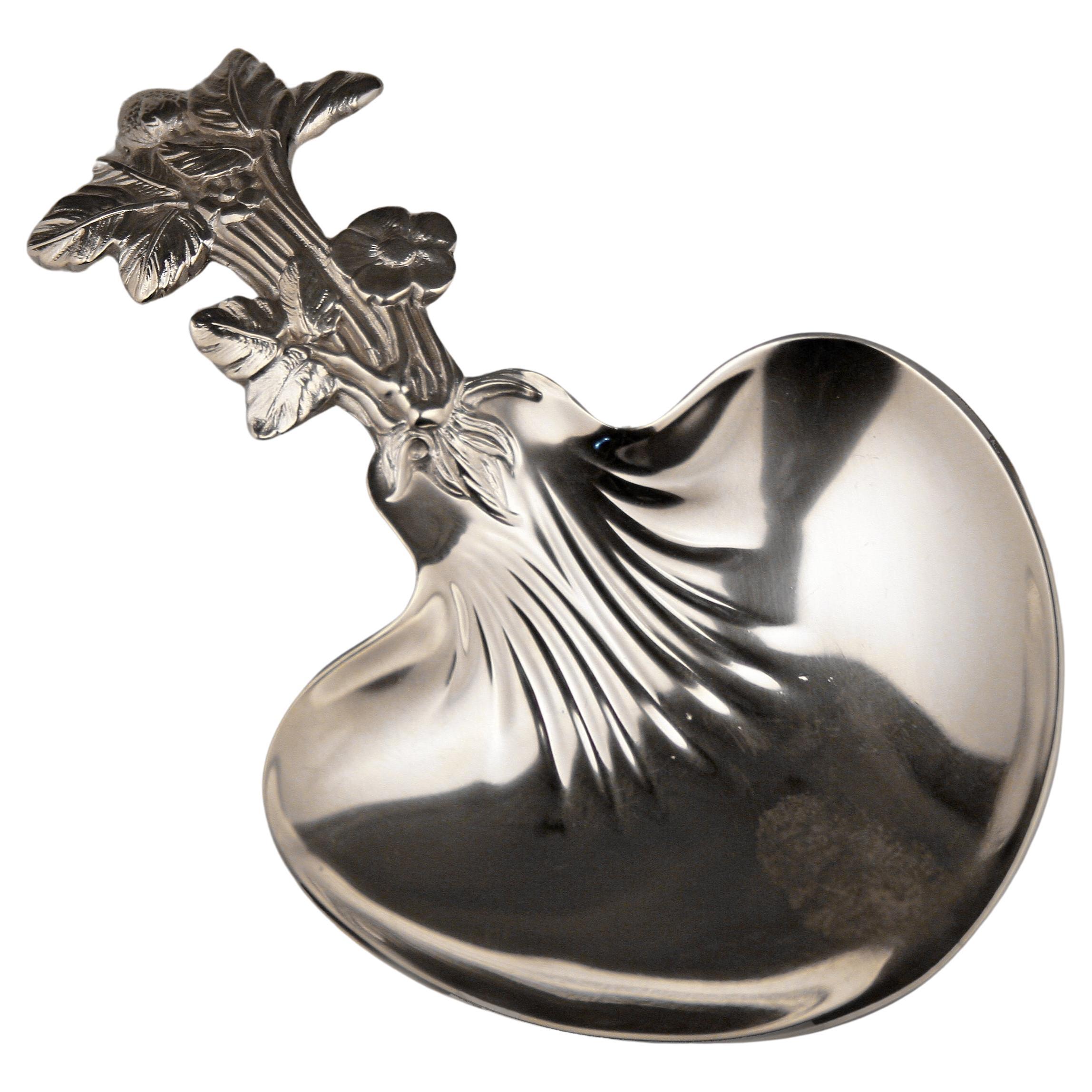 Art Nouveau French Silverplate Wine Tester Christofle's 'Paiva Strawberry Spoon' For Sale