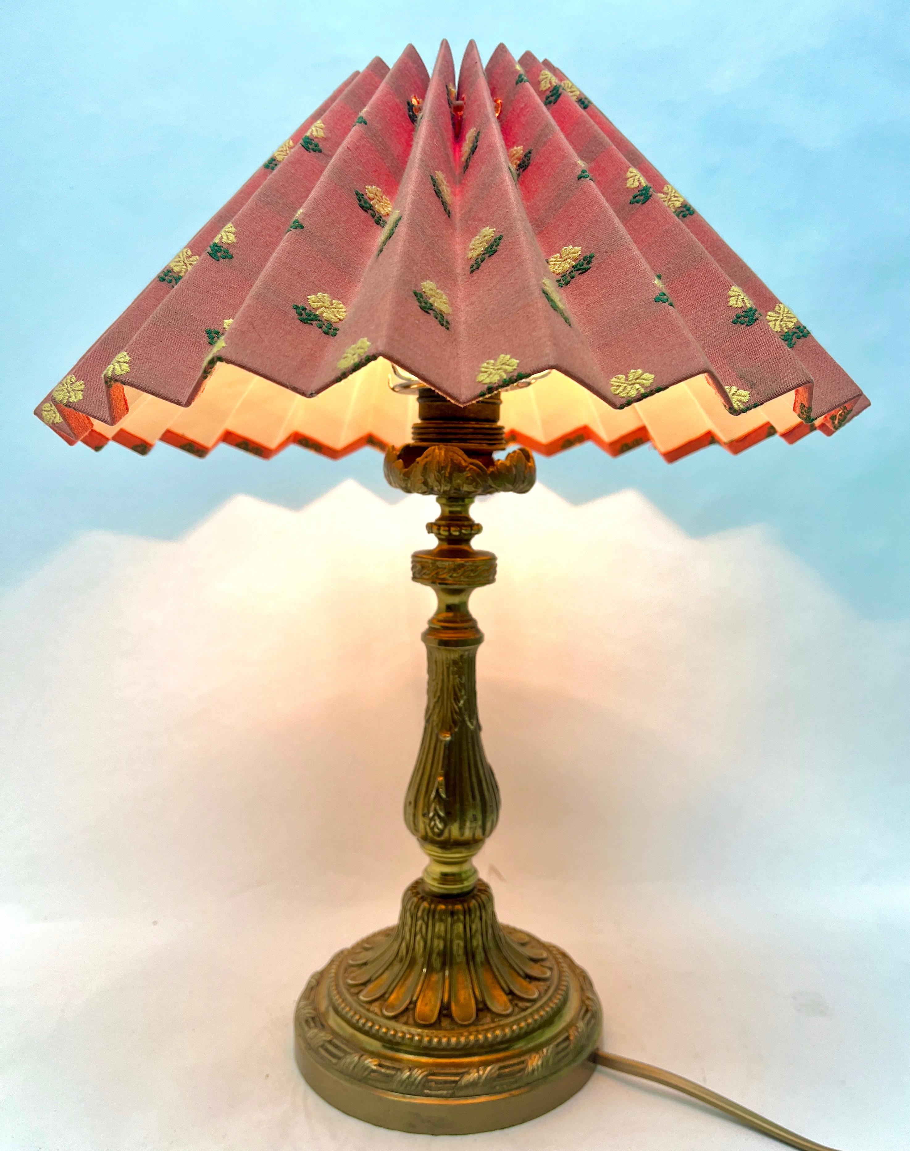 Art Nouveau French Solid Brass Matt Gilt Finish Pair Table Lamps 5