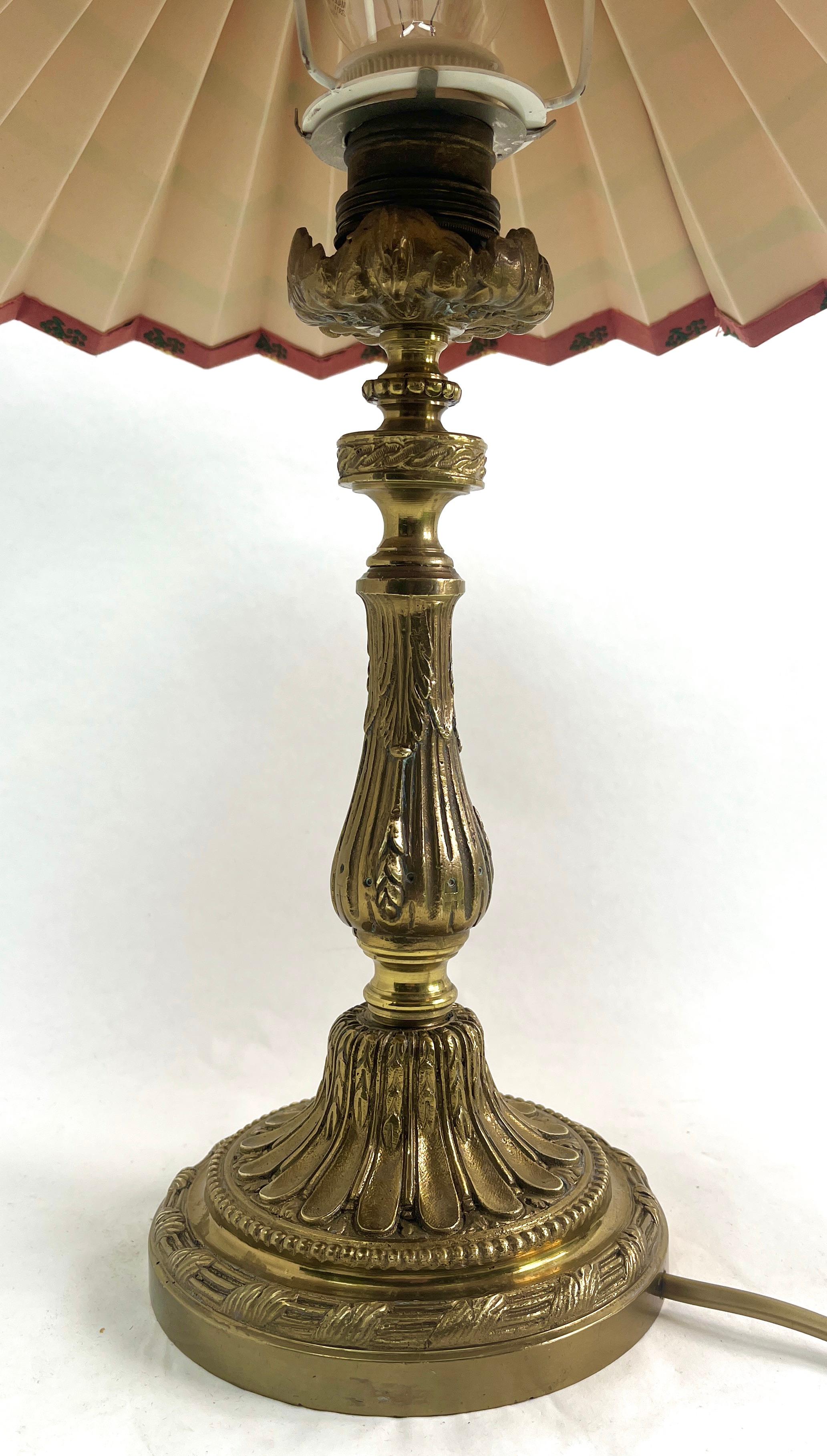 Art Nouveau French Solid Brass Matt Gilt Finish Pair Table Lamps 6