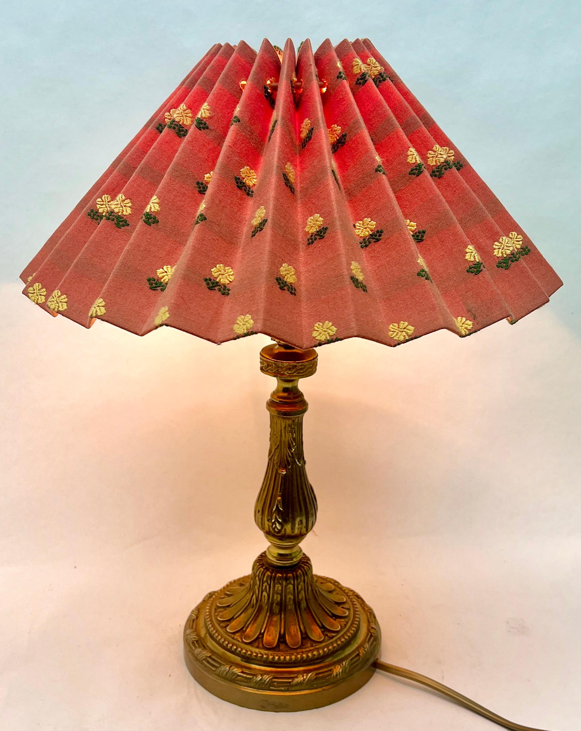 Hand-Crafted Art Nouveau French Solid Brass Matt Gilt Finish Pair Table Lamps
