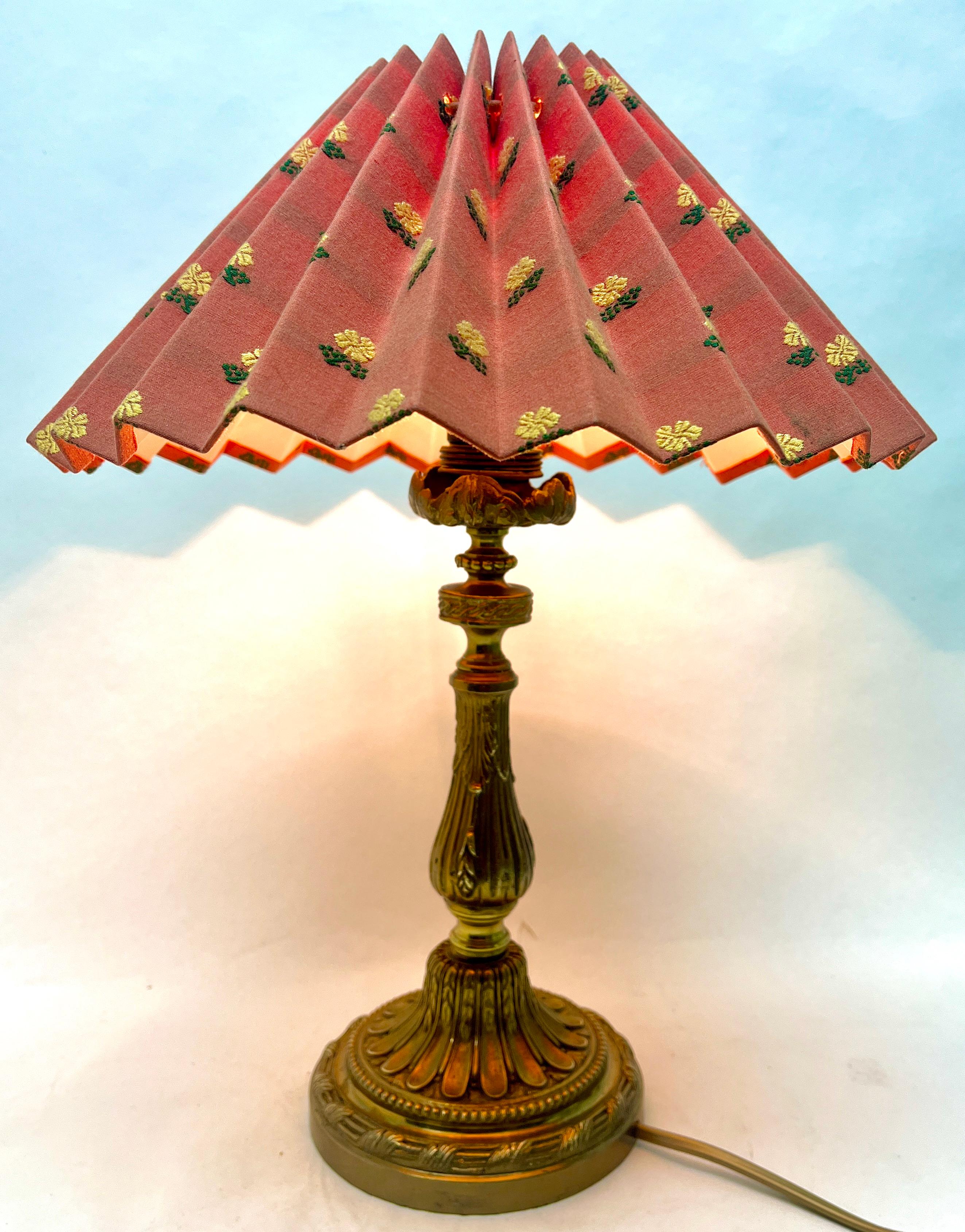 Art Nouveau French Solid Brass Matt Gilt Finish Pair Table Lamps 4