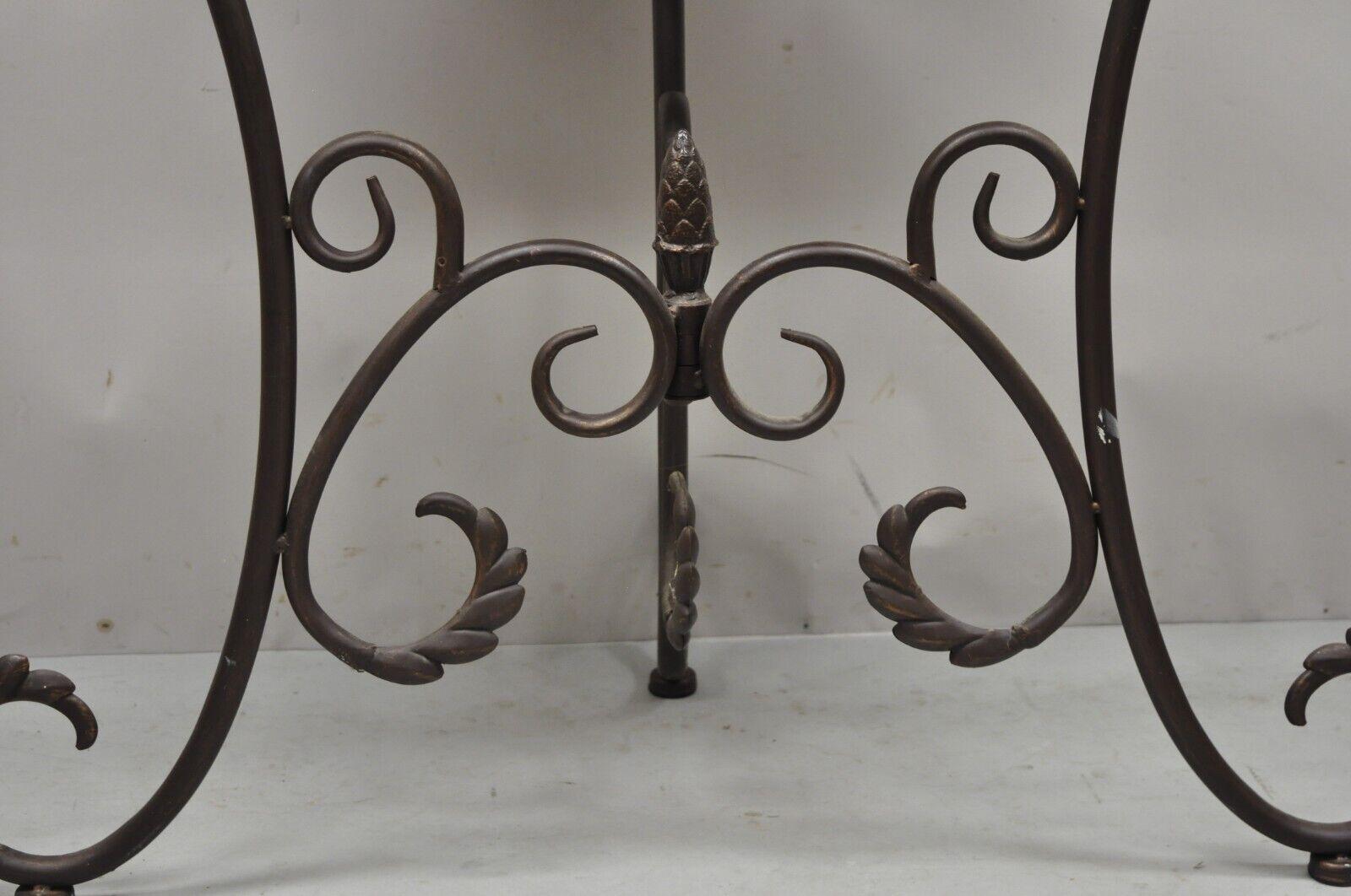 Art Nouveau French Style Metal Demilune Half Round Marble Console Table 4