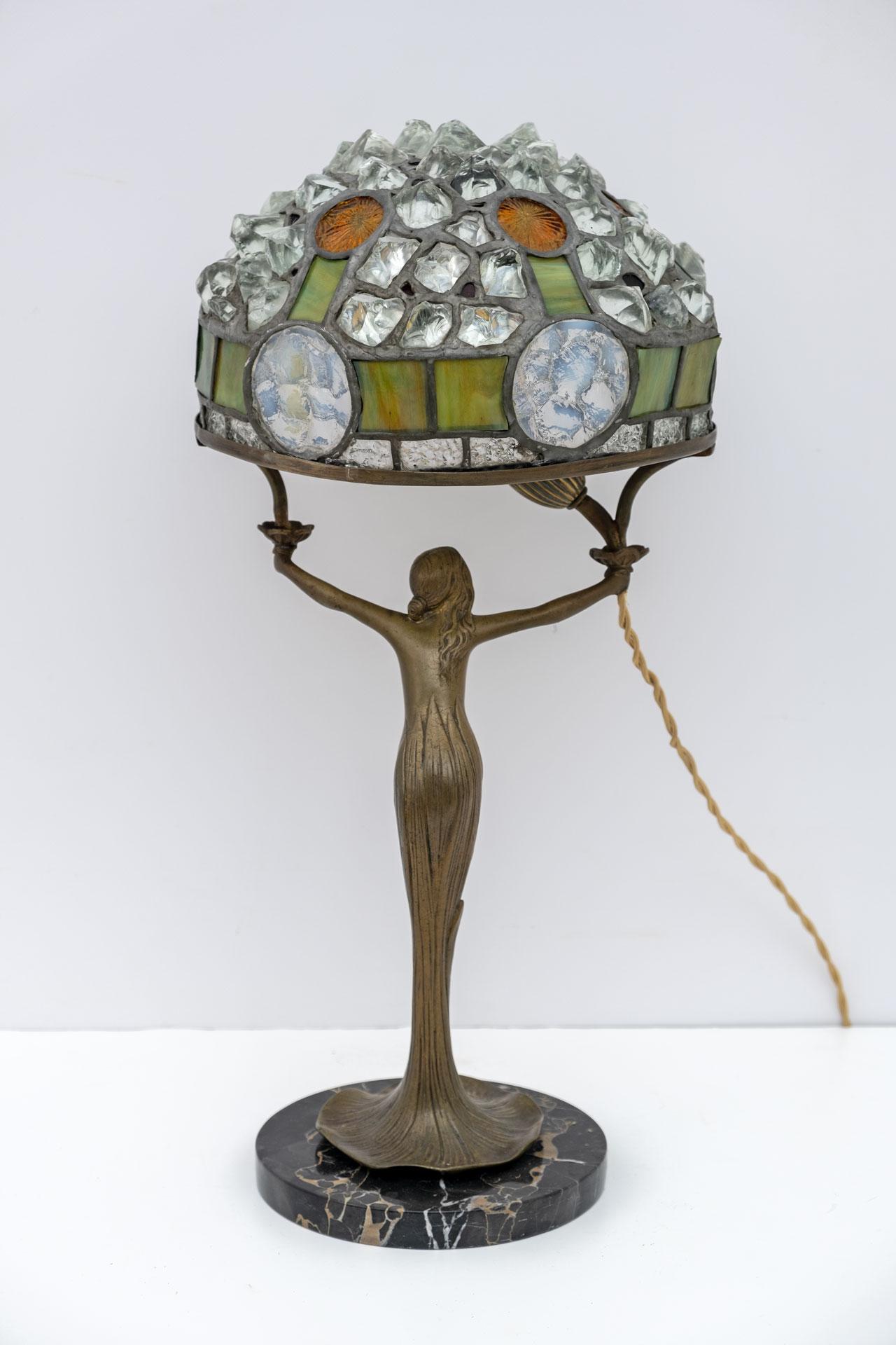 Lampe de bureau française Art Nouveau de style Tiffany, années 1930 Bon état - En vente à Puglia, Puglia