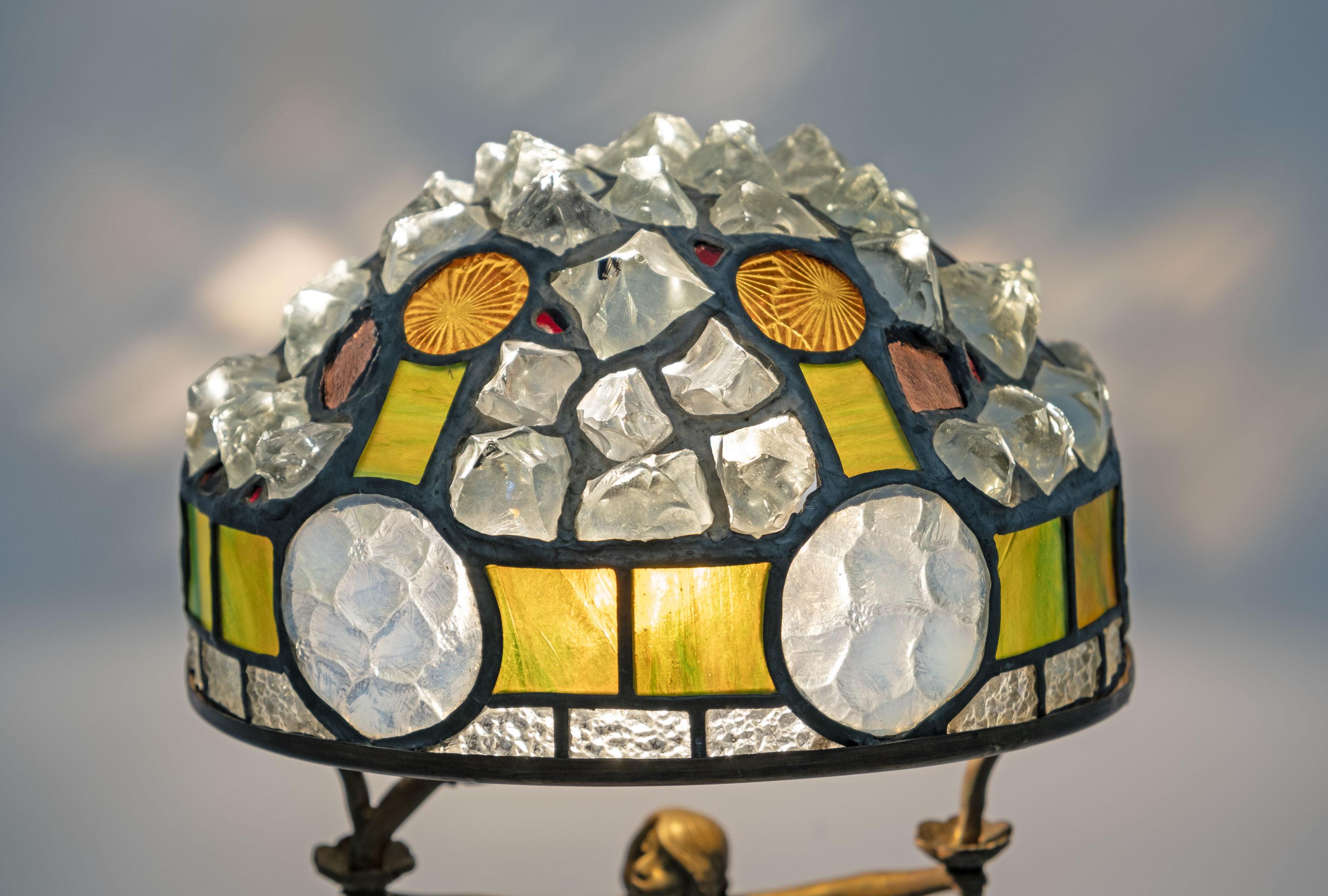 Lampe de bureau française Art Nouveau de style Tiffany, années 1930 en vente 1