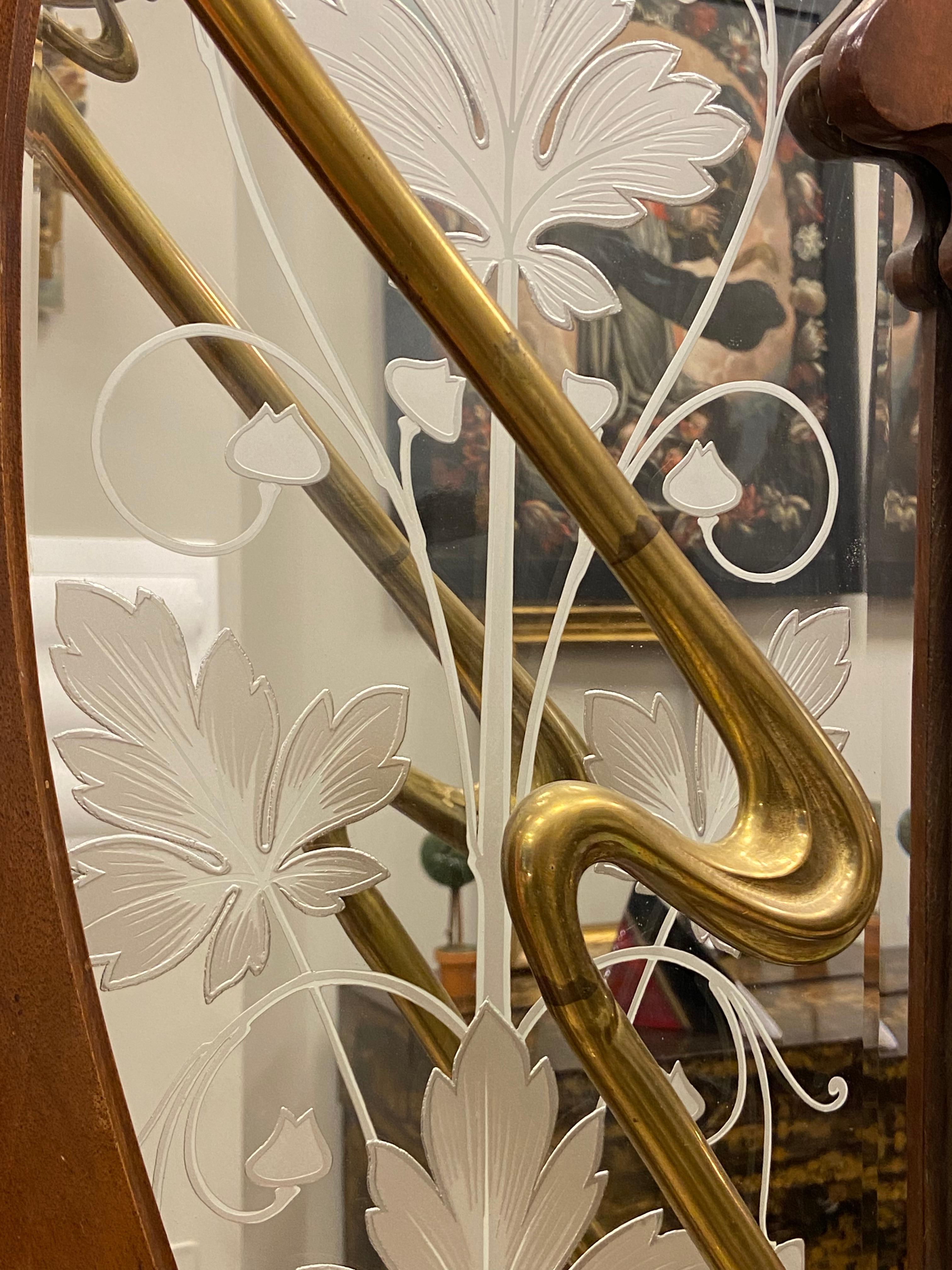 Art Nouveau French Walnut, Bronze, Crystal, Silver Hatrack & Umbrella Stand 6