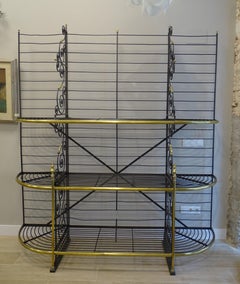 Bibliothèque en fer forgé Art Nouveau, Bronze doré, Etagére, Etagères