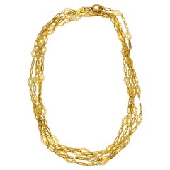 Antique Art Nouveau French Yellow Gold Long Chain Necklace