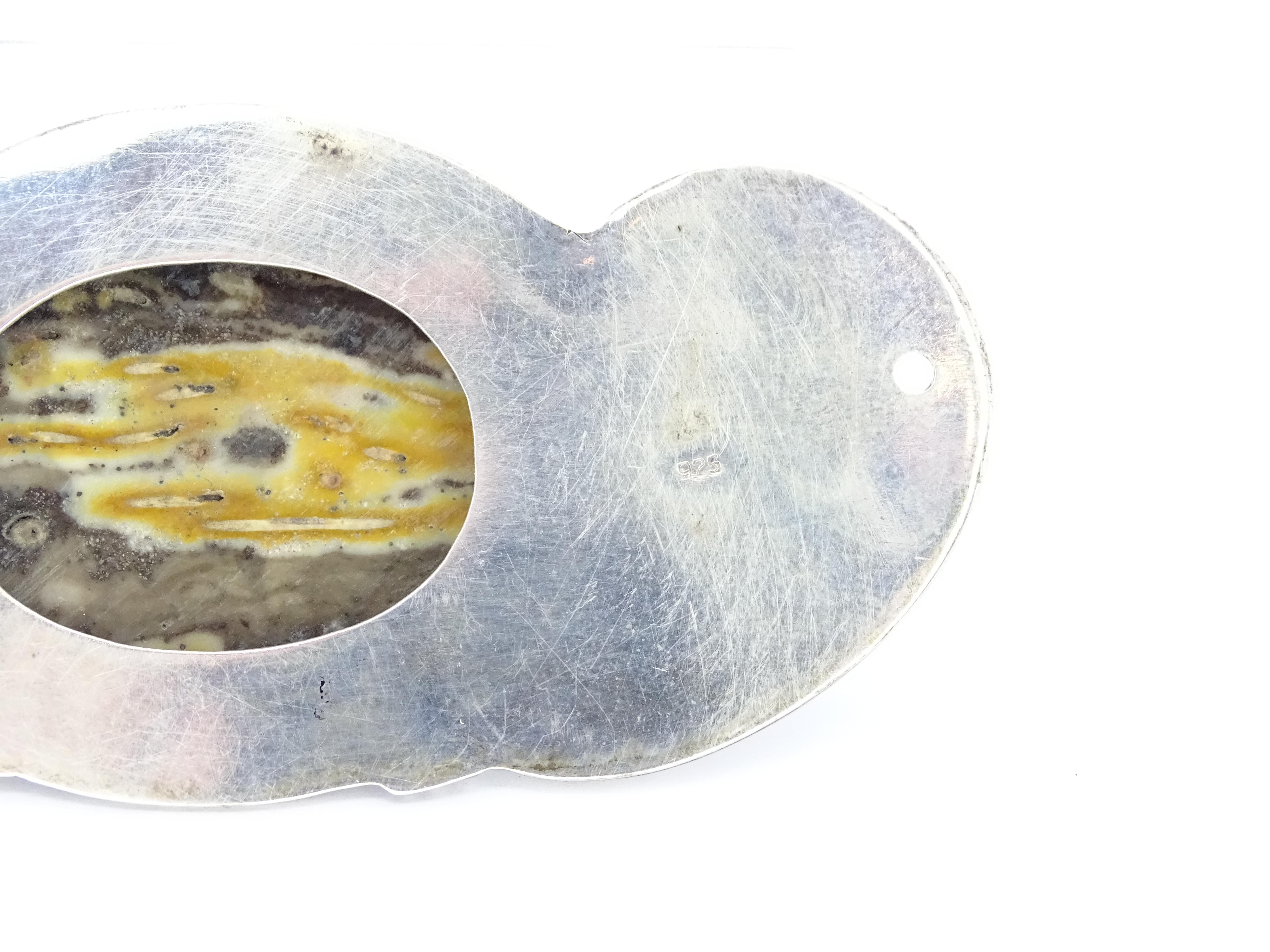 Art Nouveau French yellow grey agate cabochon  Silver Brooch Pendentif For Sale 13