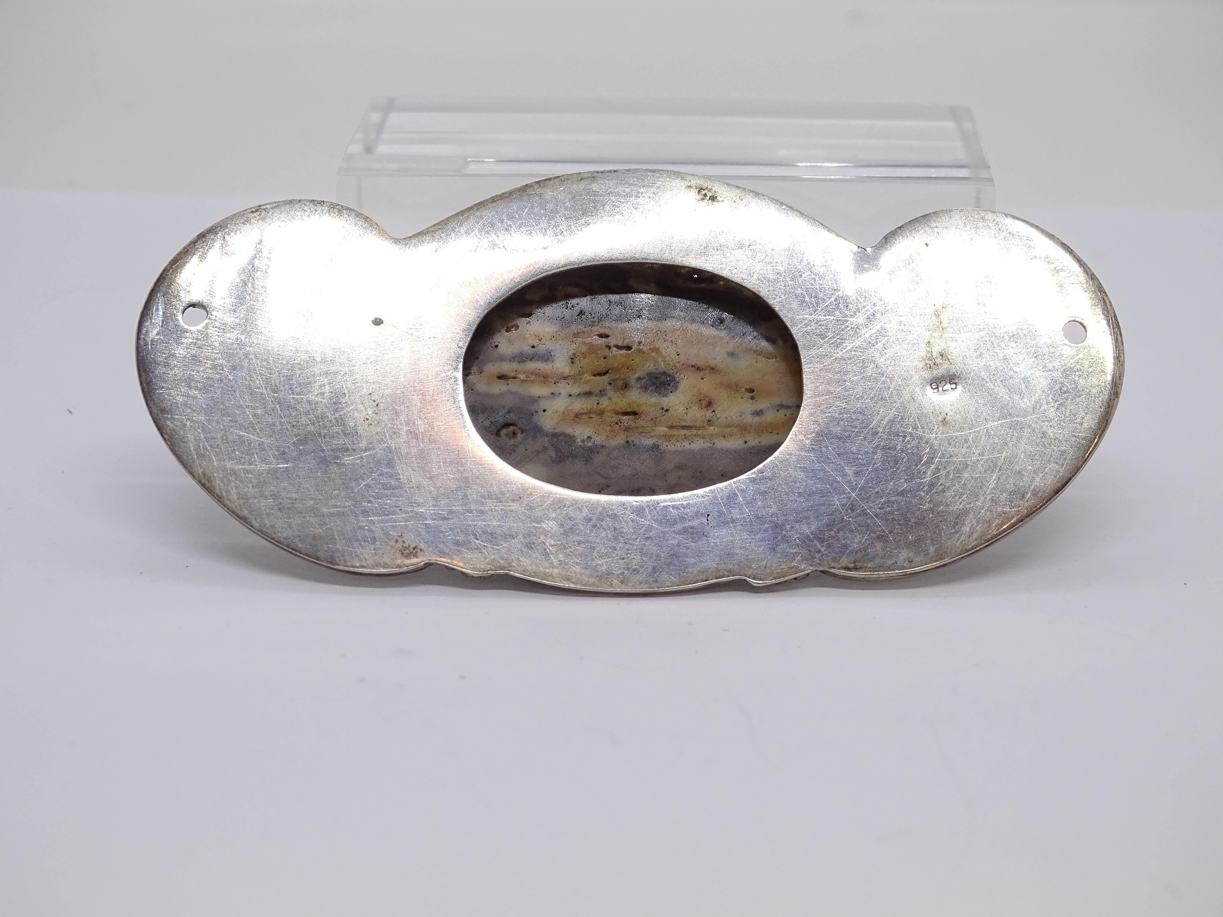 Art Nouveau French yellow grey agate cabochon  Silver Brooch Pendentif For Sale 15