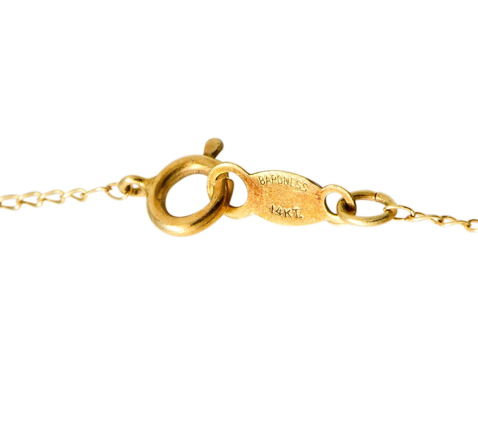 Women's or Men's Art Nouveau Freshwater Pearl Fantasy Cut Amethyst 14 Karat Gold Pendant Necklace