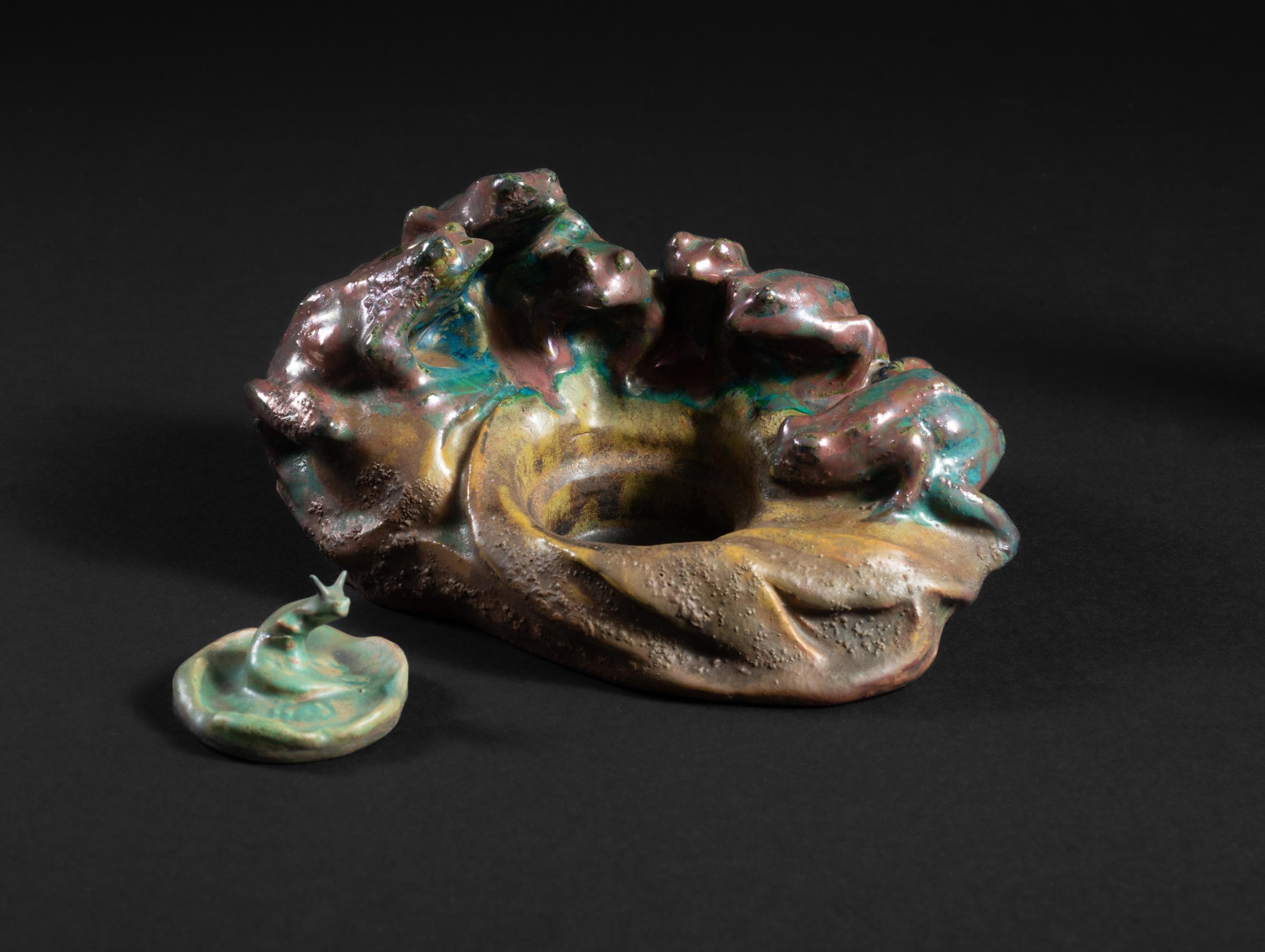 Art Nouveau Frog Inkwell by Émile Müller For Sale 9