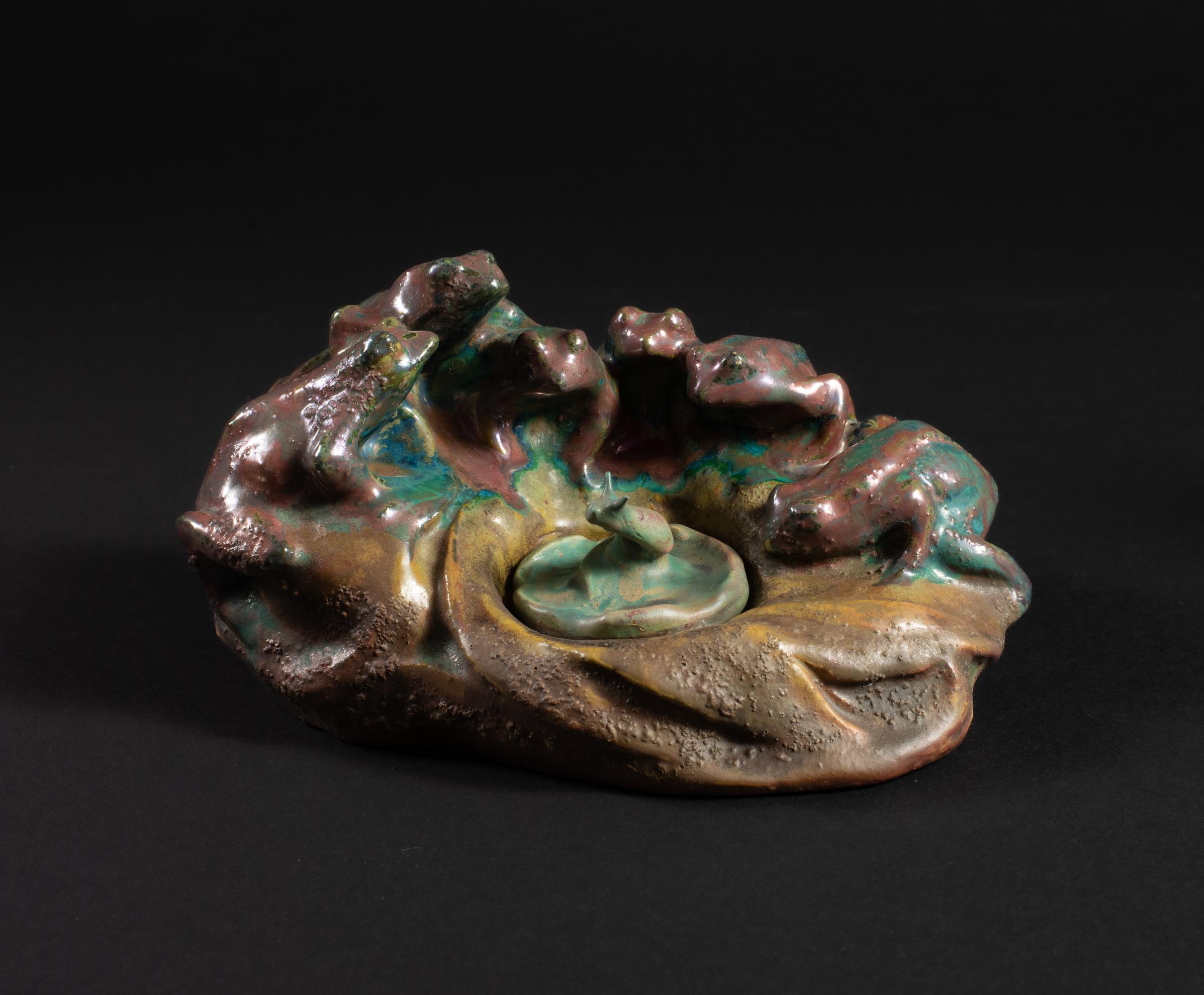 Art Nouveau Frog Inkwell by Émile Müller In Good Condition For Sale In Chicago, US