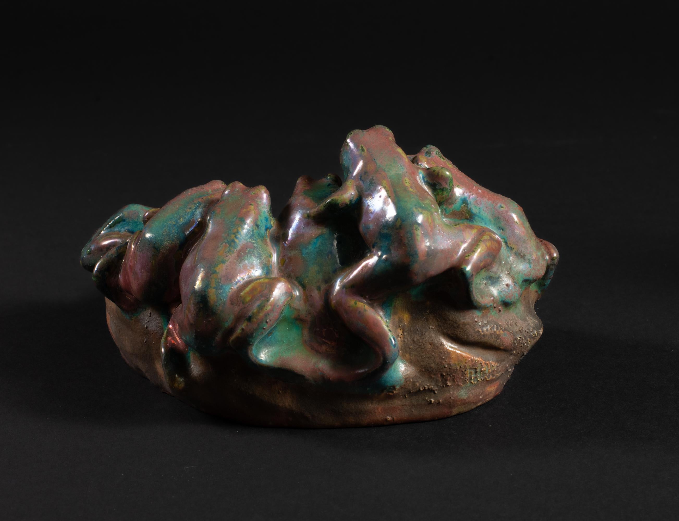 Earthenware Art Nouveau Frog Inkwell by Émile Müller For Sale