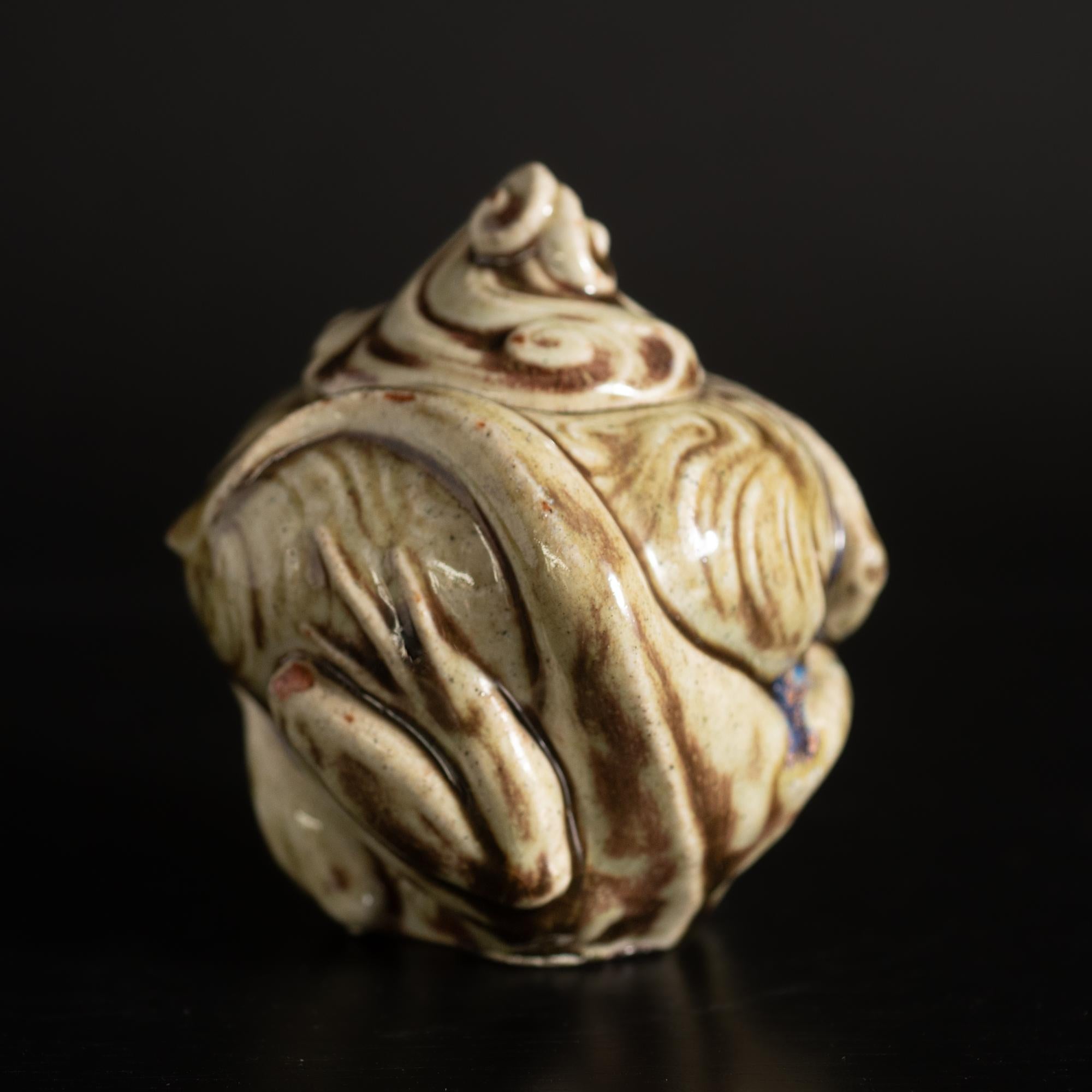 Glazed Art Nouveau Frog Lidded Vessel by Christen Thompson for Royal Copenhagen For Sale