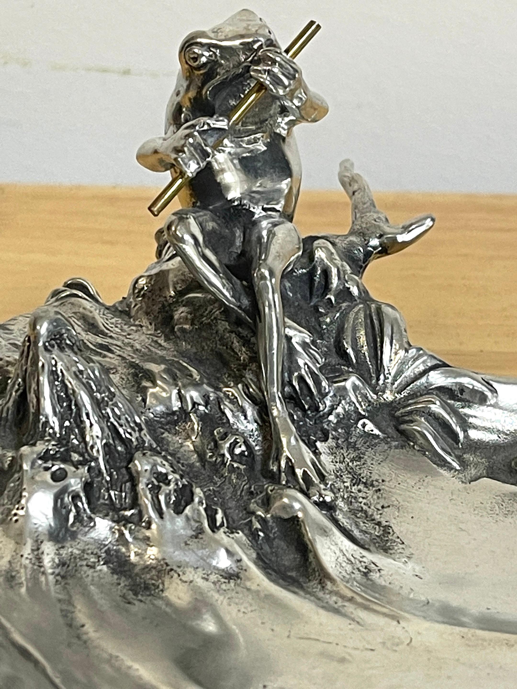 Plato/ Vide-Poche con motivo de rana Art Nouveau de Achile Gamba-WMF Alemán en venta
