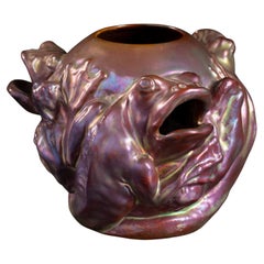 Art Nouveau Frog Vase by Zsolnay Porcelánmanufaktúra Zrt
