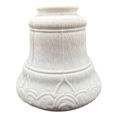 Art Nouveau Frosted Milk Glass Bellflower Floral & Stripes Globe , 2.25" Fitter