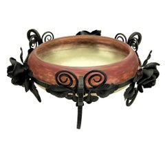 Art Nouveau Fruit Bowl Signed Muller Fres Luneville France, 1900s