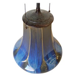 Vintage Art Nouveau Fulper Style Pottery Artichoke Taple Lamp W/ Bronze Hardware