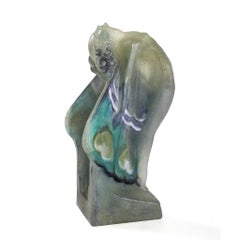 Scultura Art Nouveau Gabriel Argy-Rousseau "Femme Papillon" in Pâte de Cristal