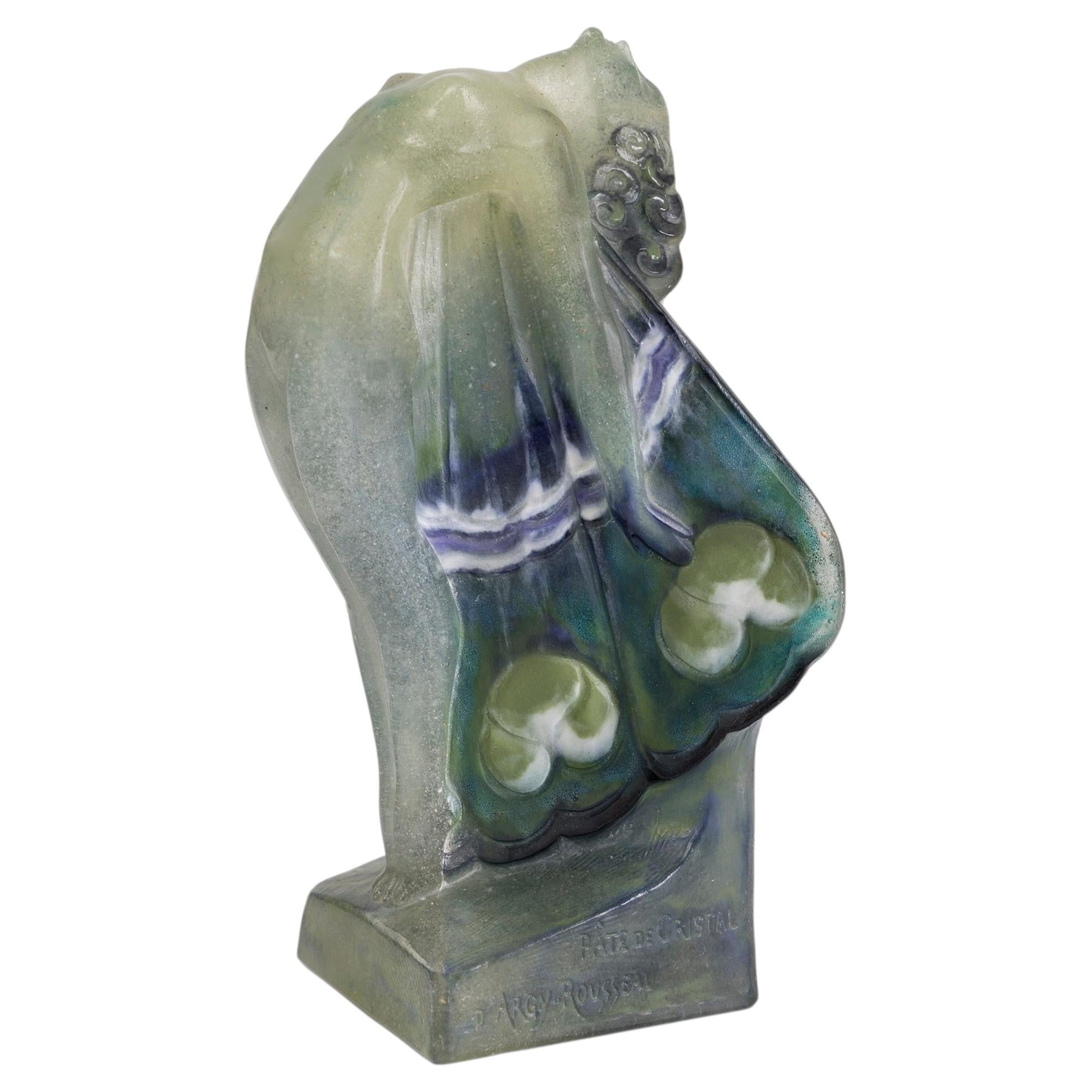 Art Nouveau Gabriel Argy-Rousseau "Femme Papillon" Pâte de Cristal Sculpture