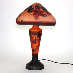 Art Nouveau Galle School Cameo Cut Back Glass Mushroom Shade Table Lamp 20thC