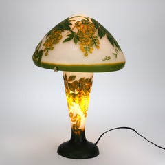 Art Nouveau Galle School Cameo Cut Back Glass Mushroom Shade Table Lamp 20thC