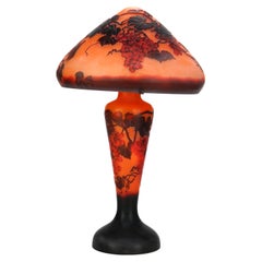 Art Nouveau Galle School Cameo Cut Back Glass Mushroom Shade Table Lamp 20thC