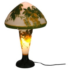 Art Nouveau Galle School Cameo Cut Back Glass Mushroom Shade Table Lamp 20thC