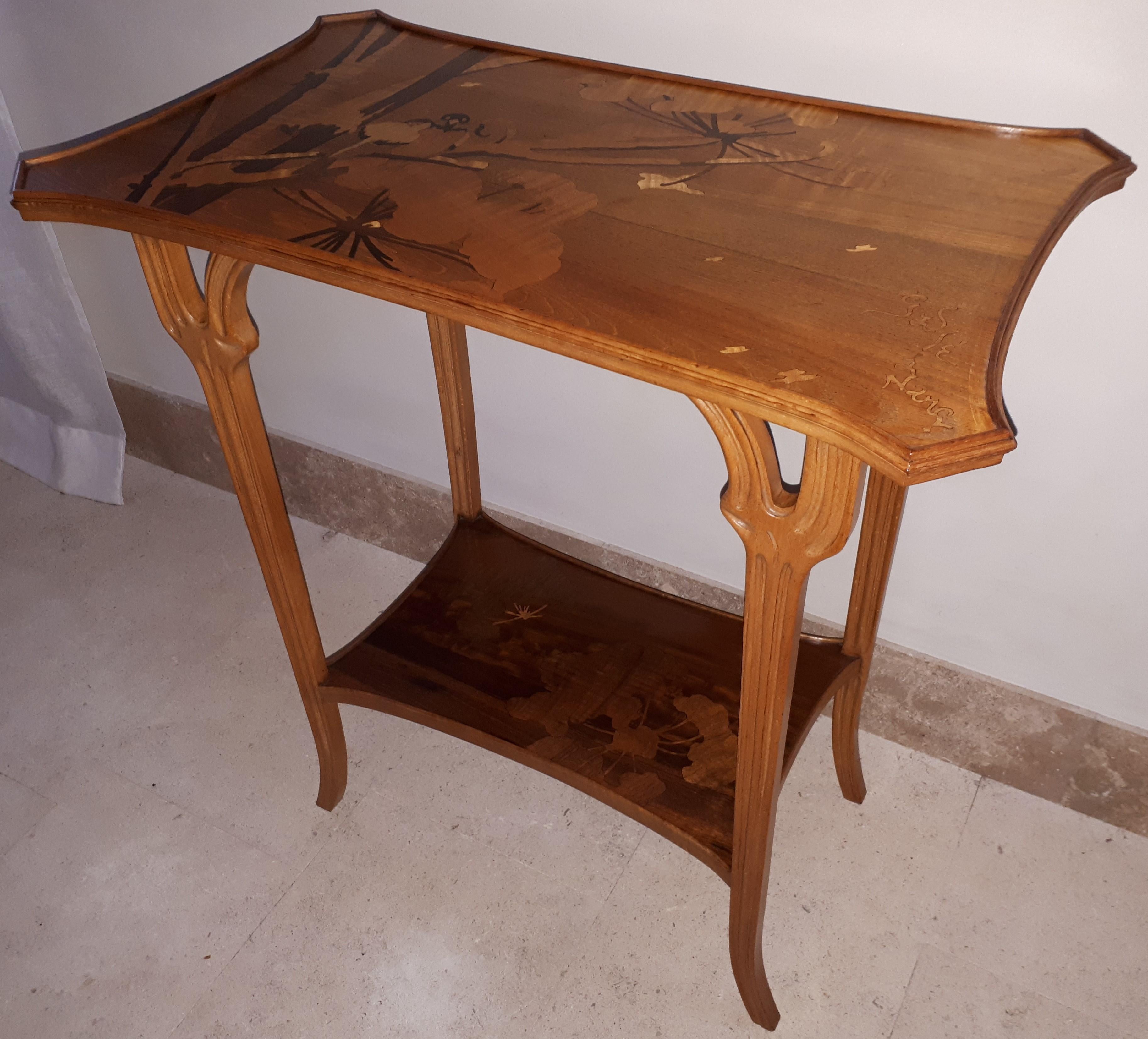 French Art Nouveau Gallé Table with Umbels Decor