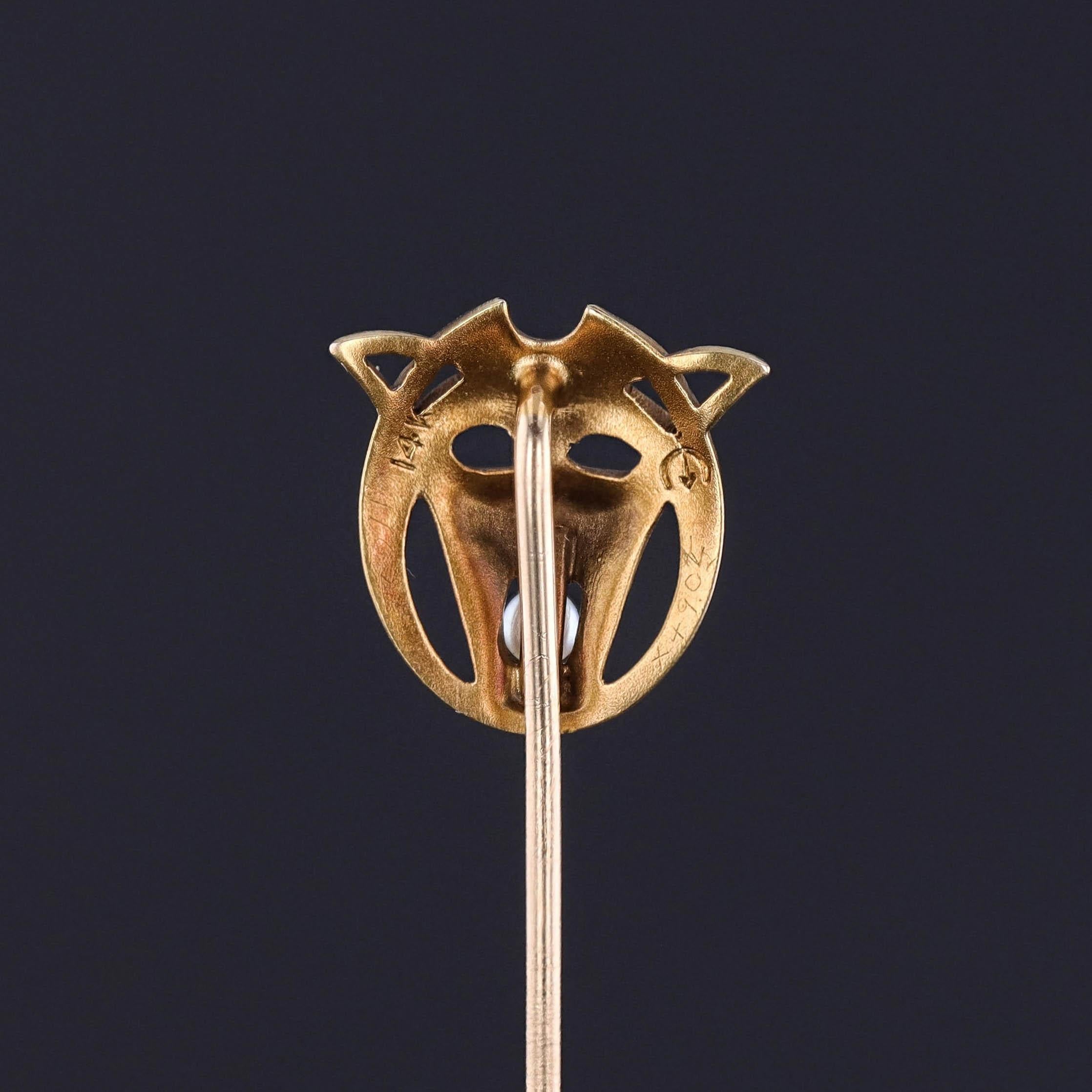 Art nouveau Epingle à nourrice Art Nouveau en or 14k en vente