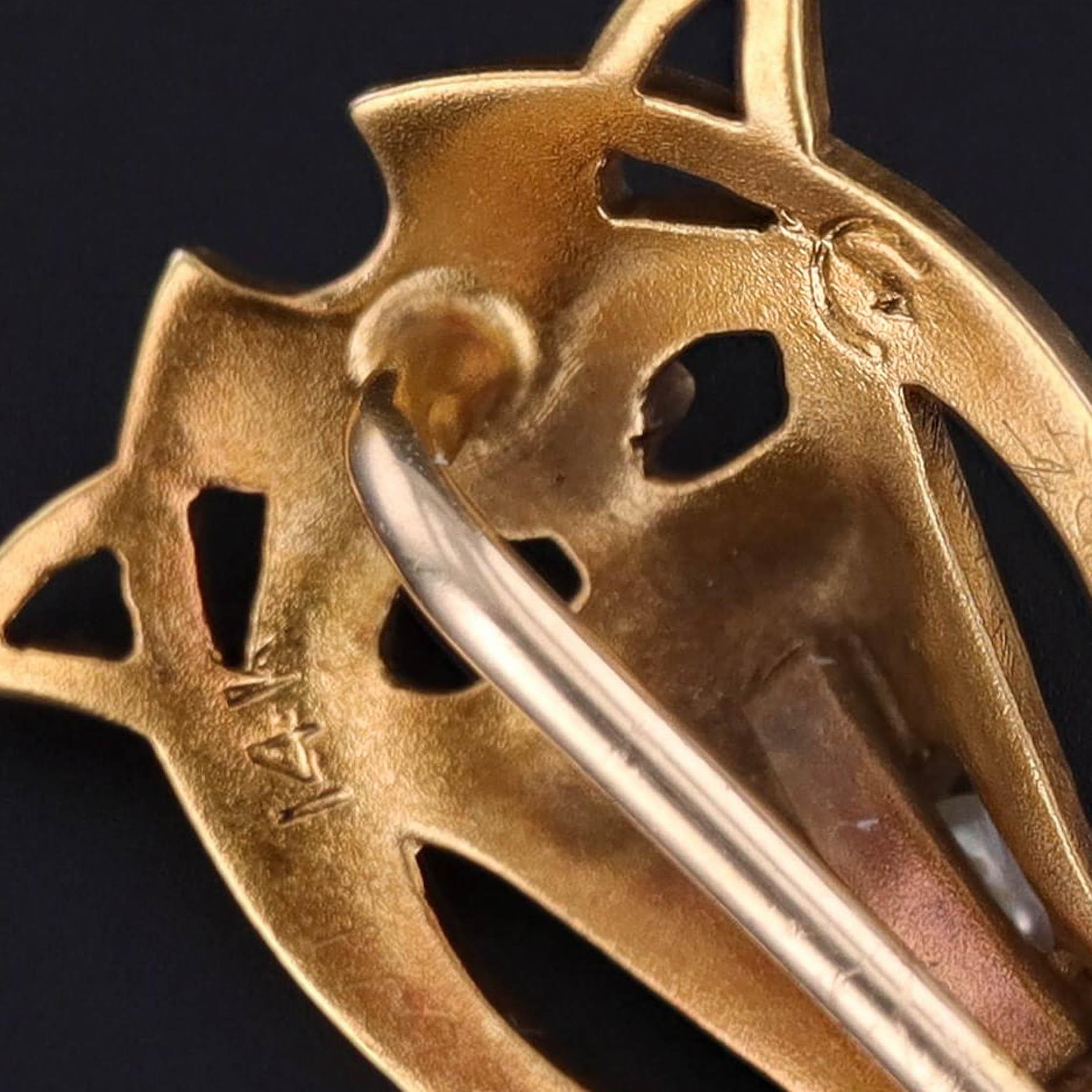 Epingle à nourrice Art Nouveau en or 14k Bon état - En vente à Lewisburg, PA