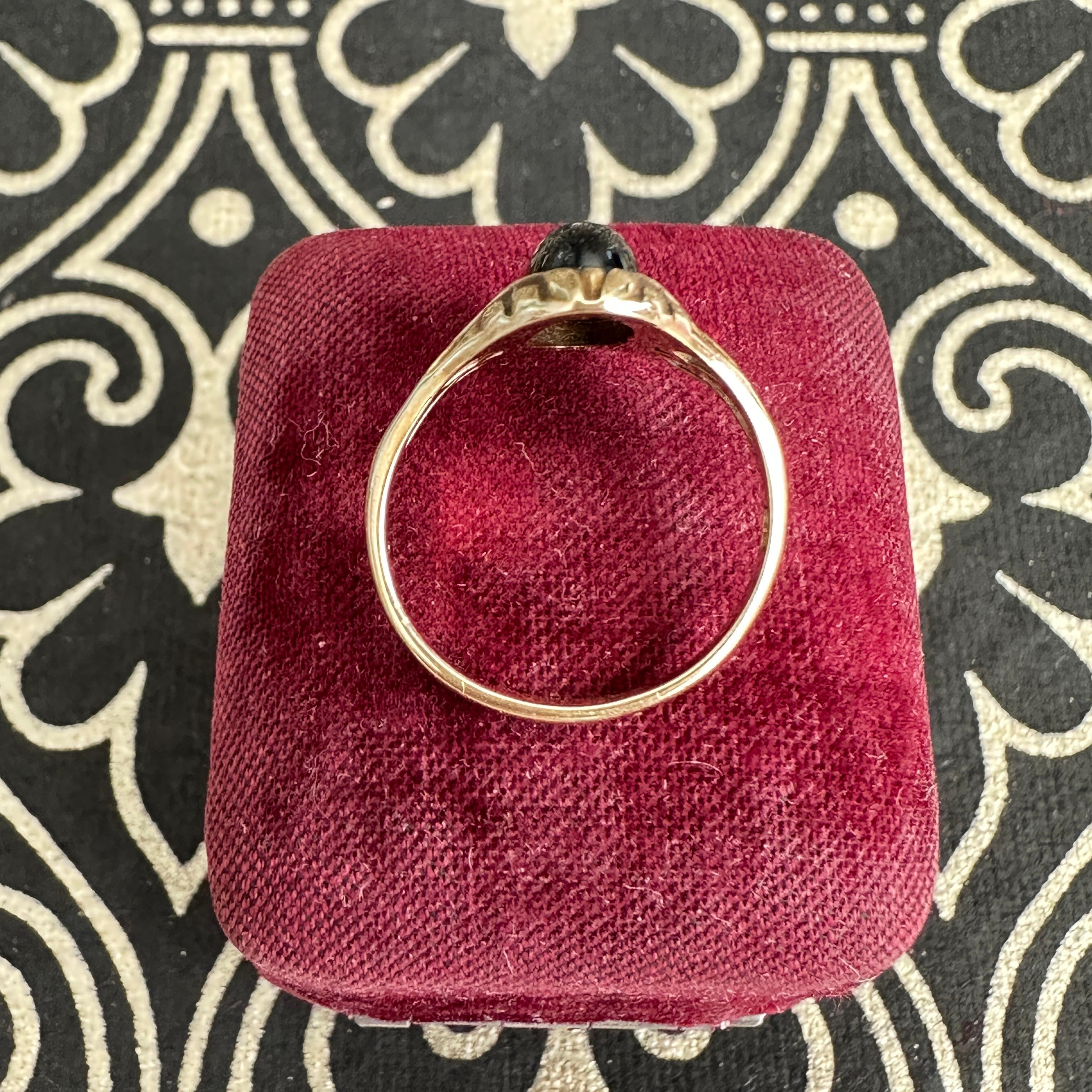 Art Nouveau Garnet 14K Yellow Gold Ring For Sale 8