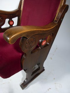 Early 20th Century Read Velvet Theater Seat