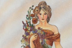 Peinture de pierres précieuses Art Nouveau d'après Alphonse Mucha Spring