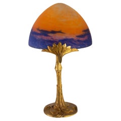 Art Nouveau Geo Printemps for Muller Frère Gilded Bronze Lamp