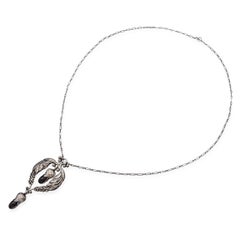 Art Nouveau Georg Jensen No.51 830 Silver Garnet Necklace